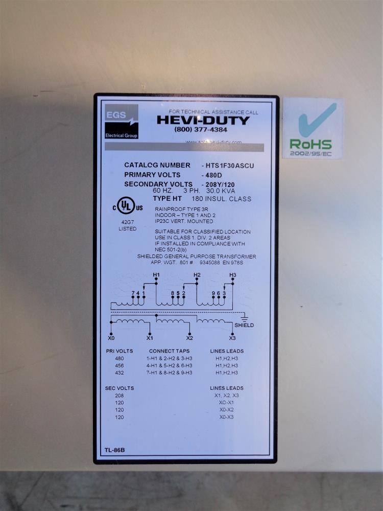 Sola Hevi-Duty Shielded General Purpose Transformer, Rainproof HTS1F30ASCU